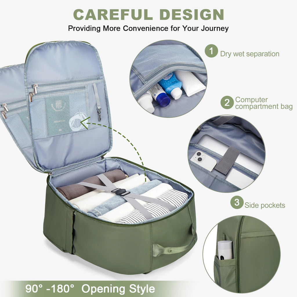 Sac À Dos Voyage Vert En Nylon Cabine