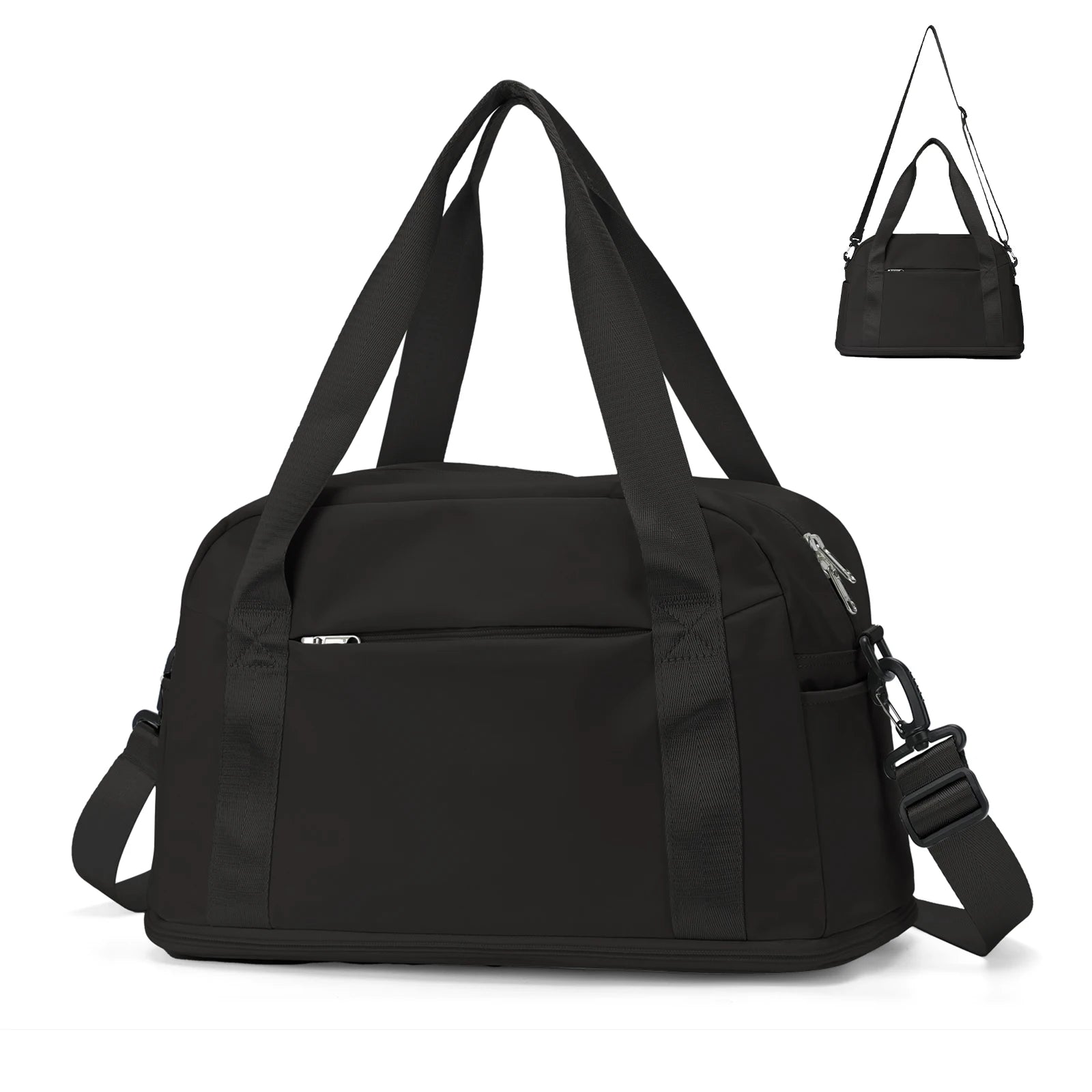 Sac polochon unisexe en nylon, bagage cabine avec poignées doubles