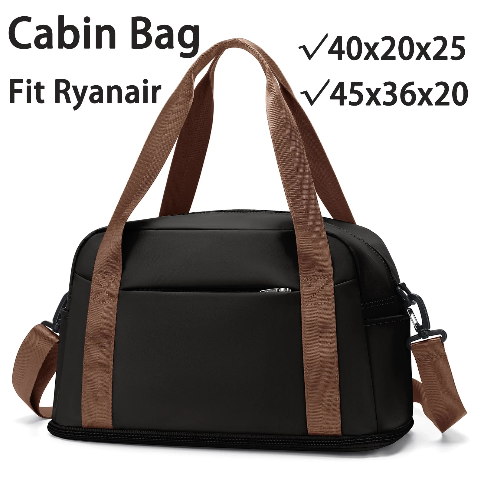 Sac polochon unisexe en nylon, bagage cabine avec poignées doubles