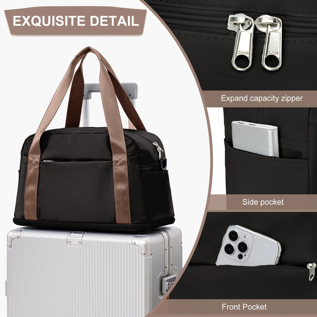 Sac polochon unisexe en nylon, bagage cabine avec poignées doubles