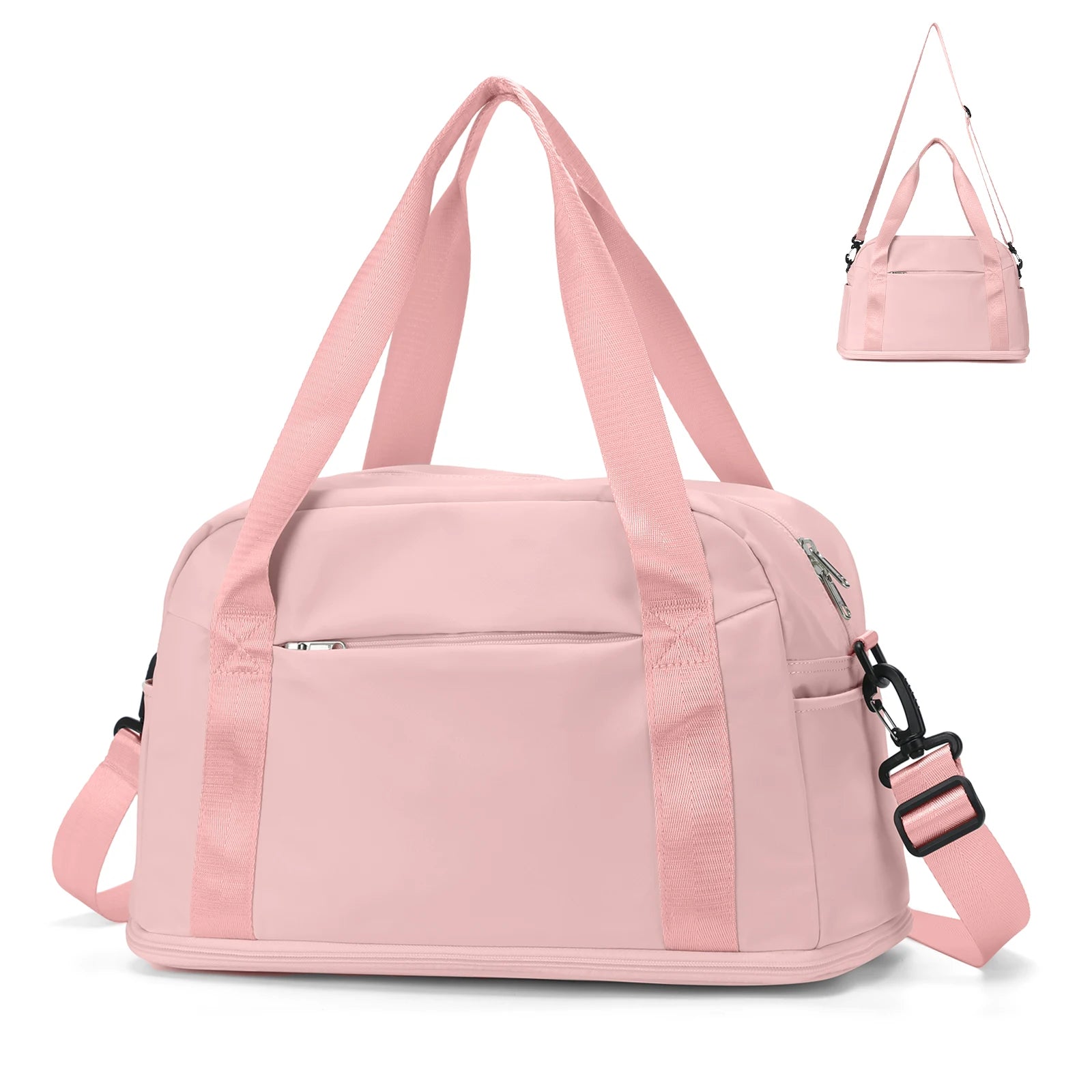 Sac polochon unisexe en nylon, bagage cabine avec poignées doubles