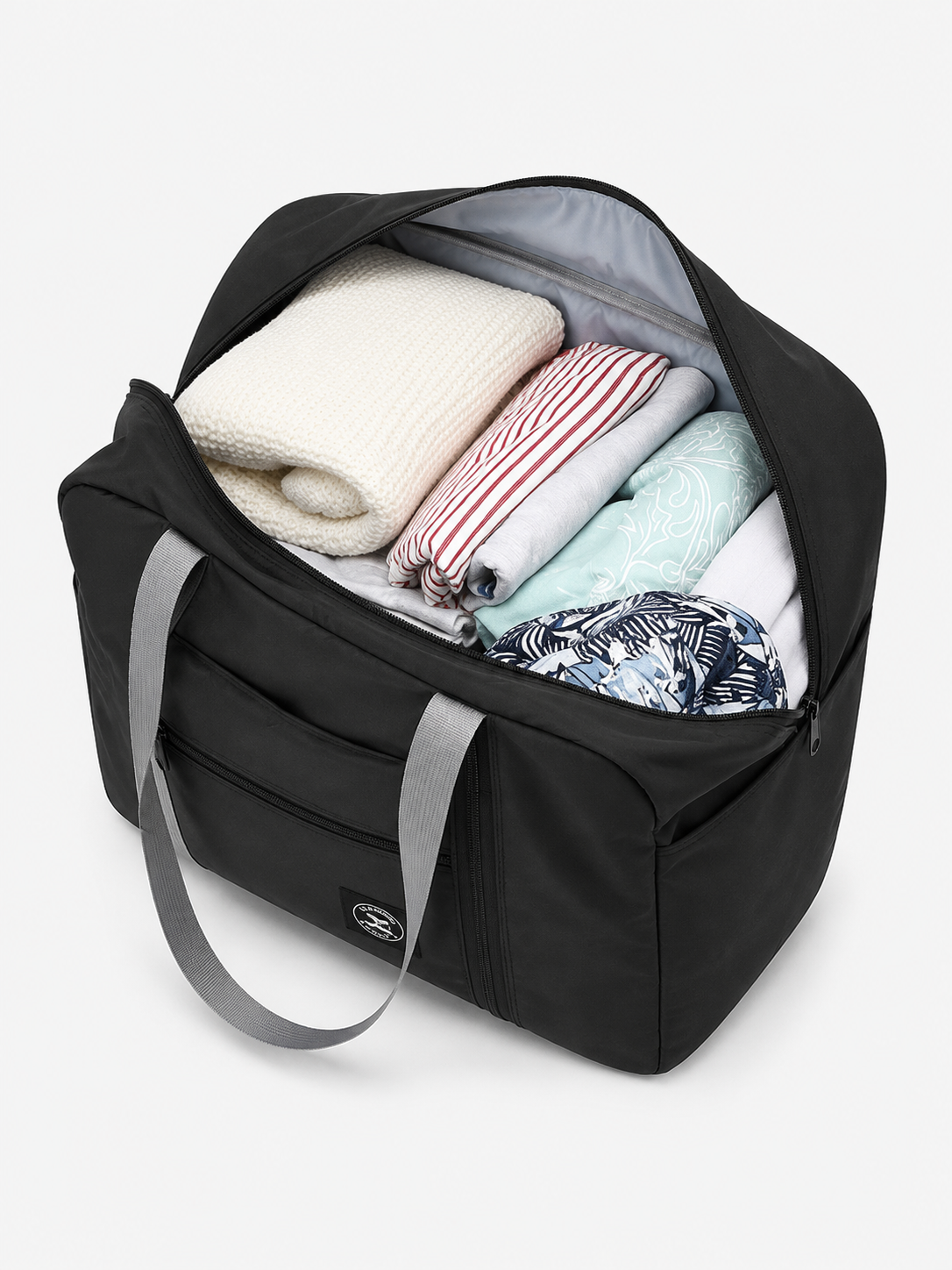 Sac polochon de voyage pliable imperméable noir 20-35 L
