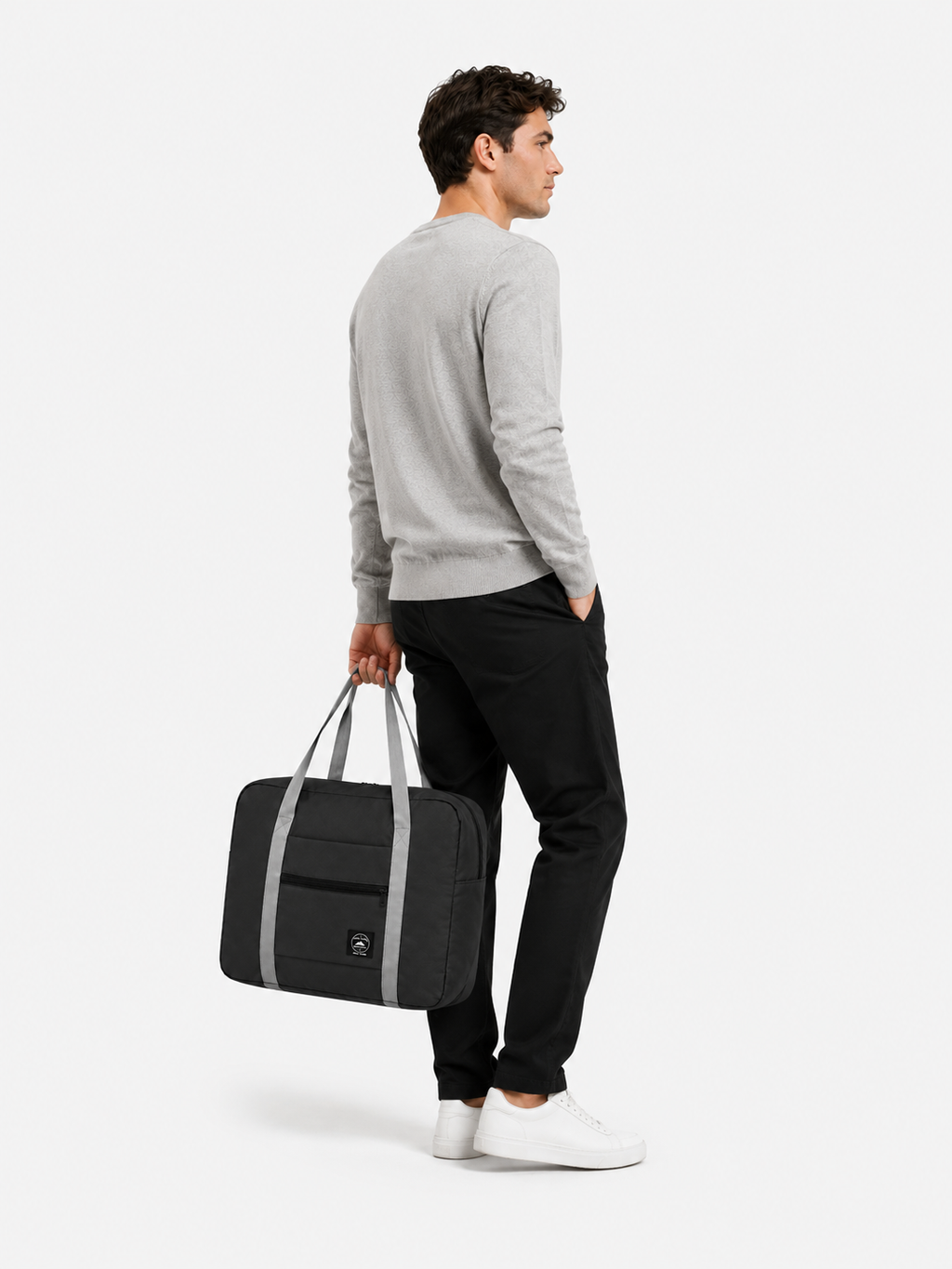 Sac polochon de voyage pliable imperméable noir 20-35 L