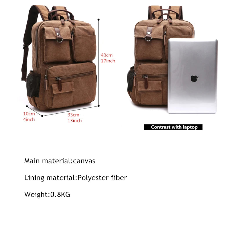 Sac À Dos Classe Homme En Toile Compartiment Ordinateur