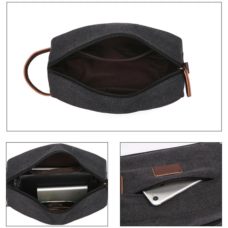 Trousse De Toilette De Voyage Homme En Toile Avec Poche