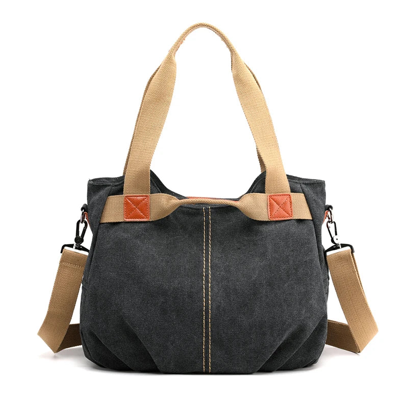 Sac hobo femme bleu en toile avec bandoulière et fermeture éclair