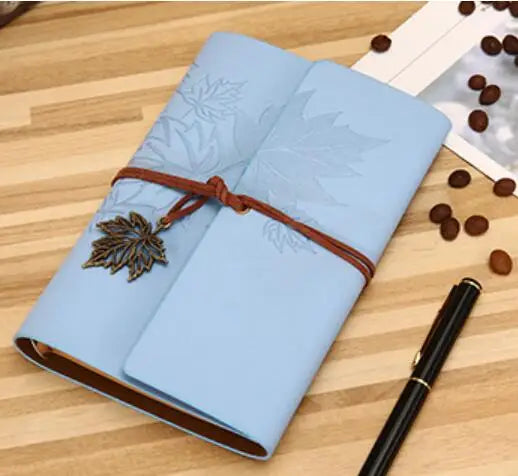 Carnet journal marron en similicuir PU motif feuilles d’érable A5 A6 A7