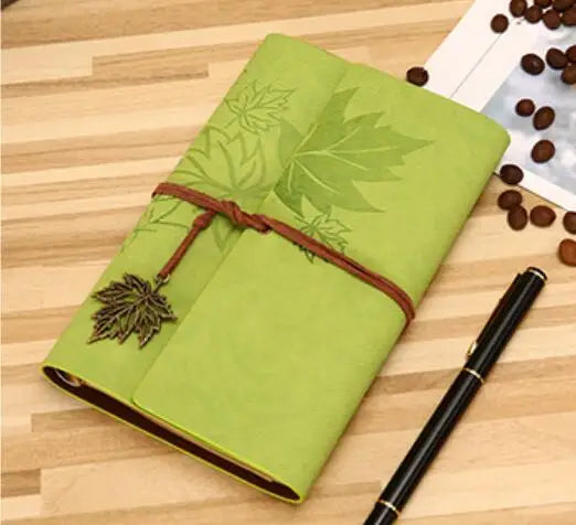 Carnet journal marron en similicuir PU motif feuilles d’érable A5 A6 A7