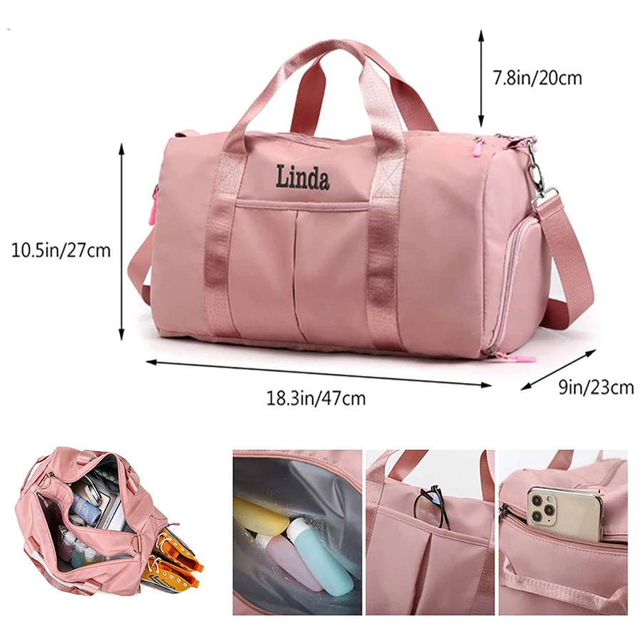 Sac polochon de voyage personnalisable brodé avec compartiment à chaussures