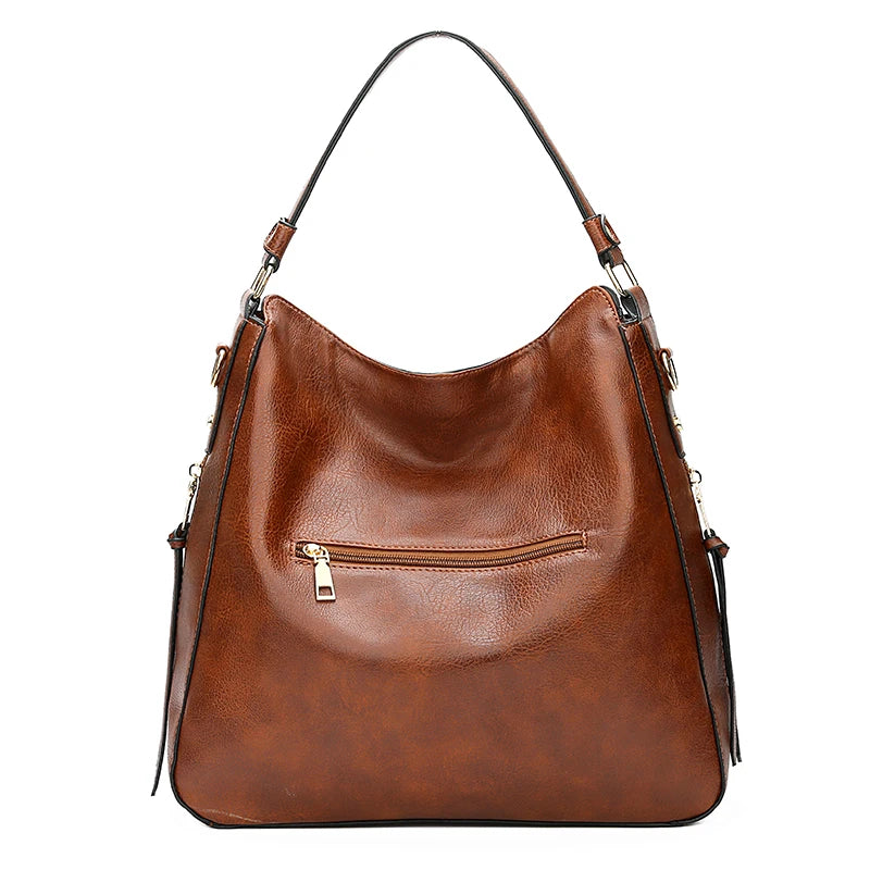 Sac hobo femme marron en polyuréthane à fermeture zippée