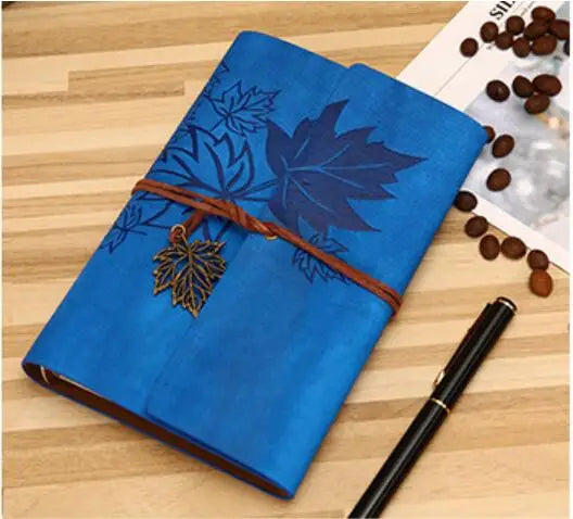 Carnet journal marron en similicuir PU motif feuilles d’érable A5 A6 A7