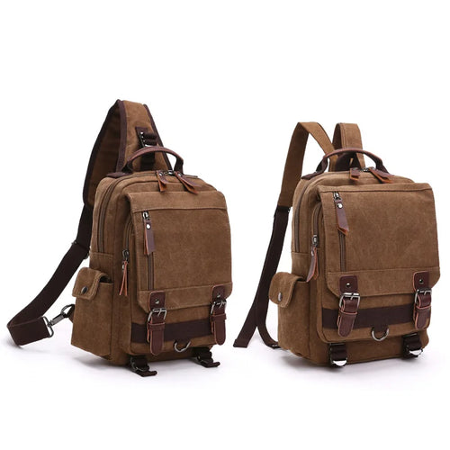 Petit Sac À Dos Homme En Toile Marron