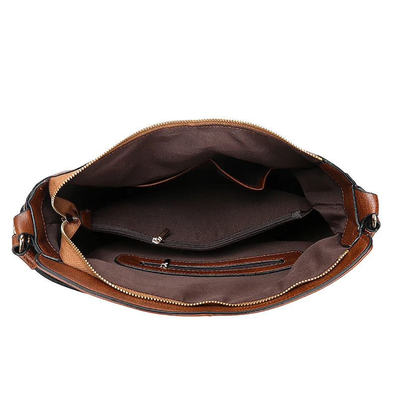 Sac hobo femme marron en polyuréthane à fermeture zippée