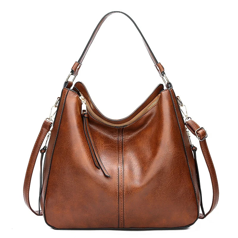 Sac hobo femme marron en polyuréthane à fermeture zippée