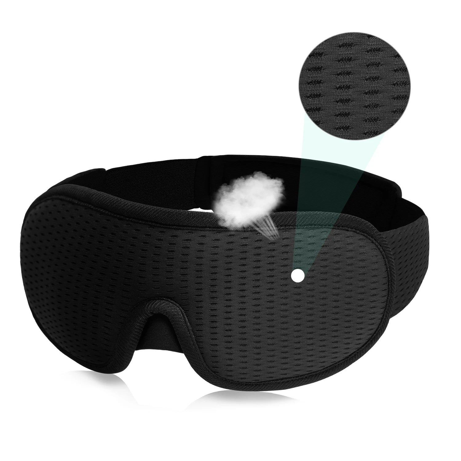 Masque de sommeil 3D occultant noir à bande réglable