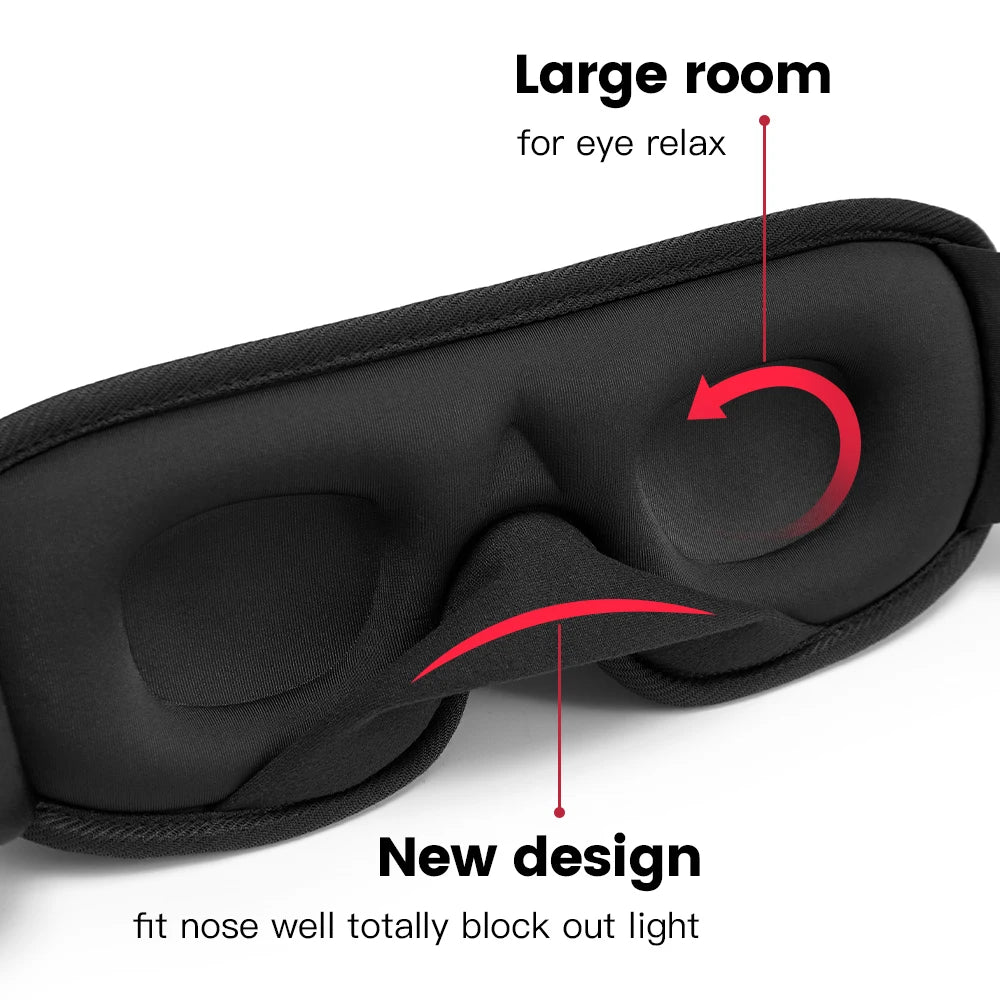 Masque de sommeil 3D occultant noir à bande réglable