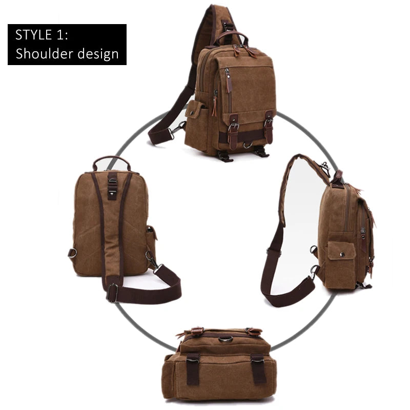 Petit Sac À Dos Homme En Toile Marron