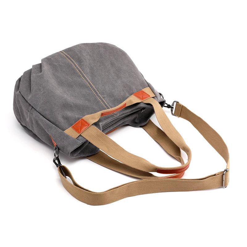 Sac hobo femme bleu en toile avec bandoulière et fermeture éclair