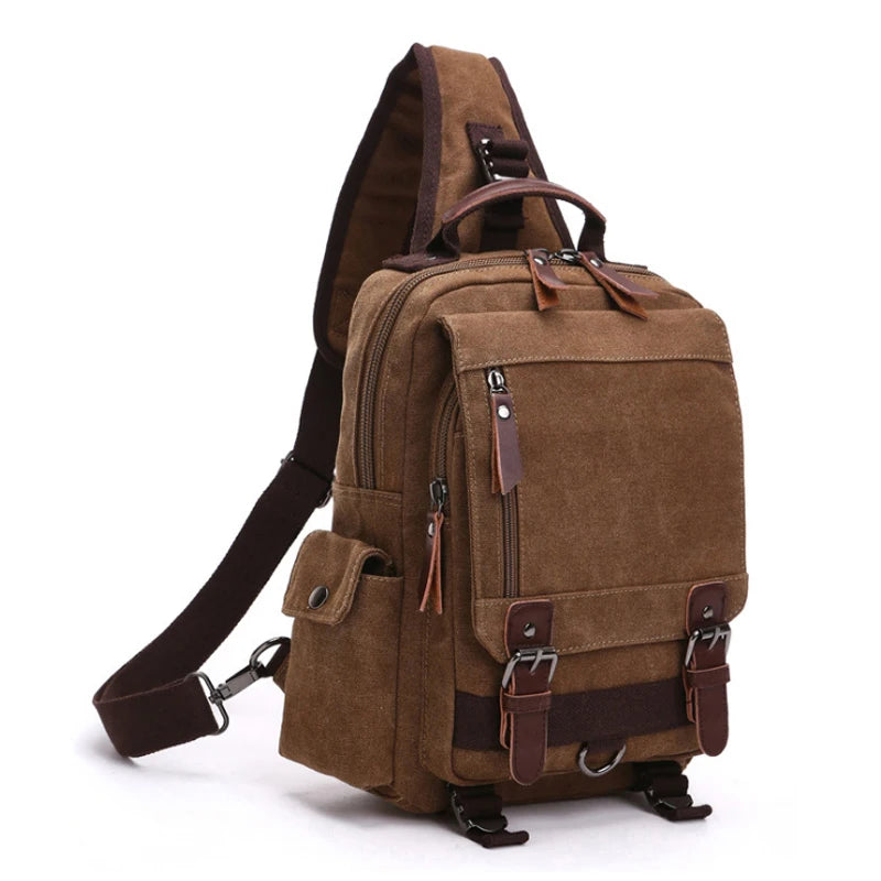 Petit Sac À Dos Homme En Toile Marron