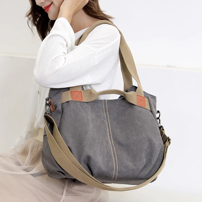 Sac hobo femme bleu en toile avec bandoulière et fermeture éclair