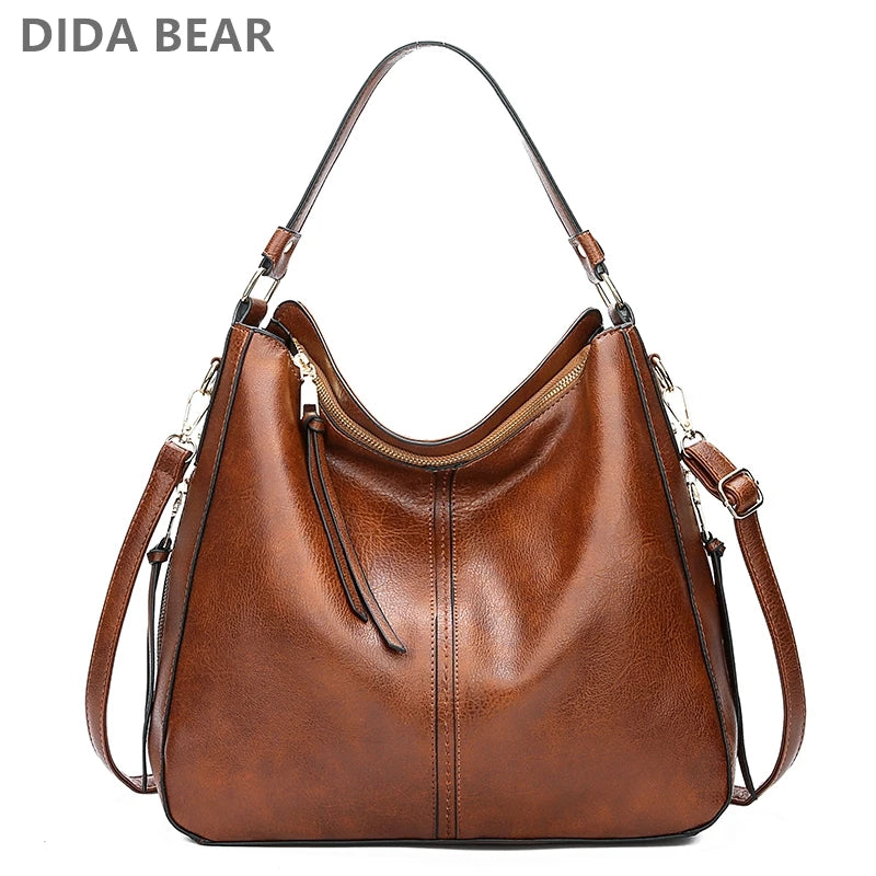 Sac hobo femme marron en polyuréthane à fermeture zippée