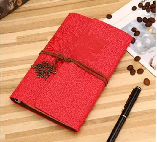 Carnet journal marron en similicuir PU motif feuilles d’érable A5 A6 A7