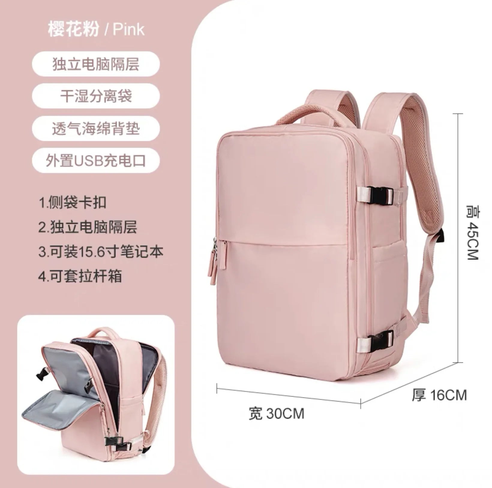 Sac À Dos De Voyage Avec Port USB Imperméable En Tissu