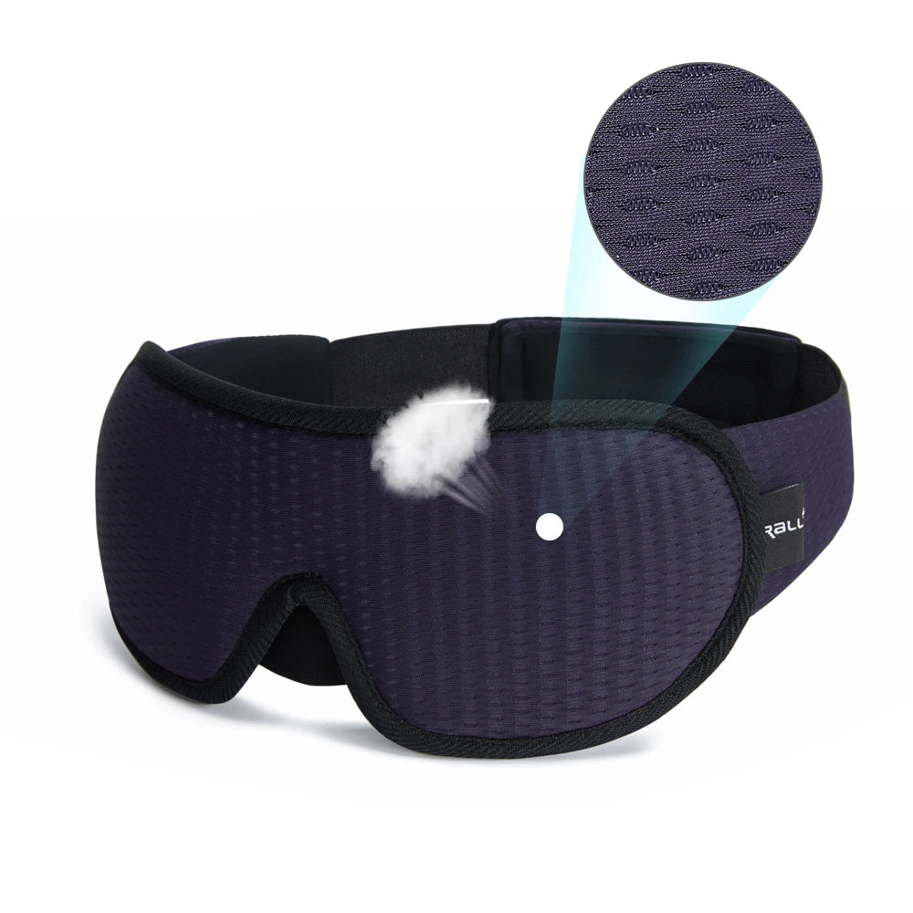 Masque de sommeil 3D occultant noir à bande réglable
