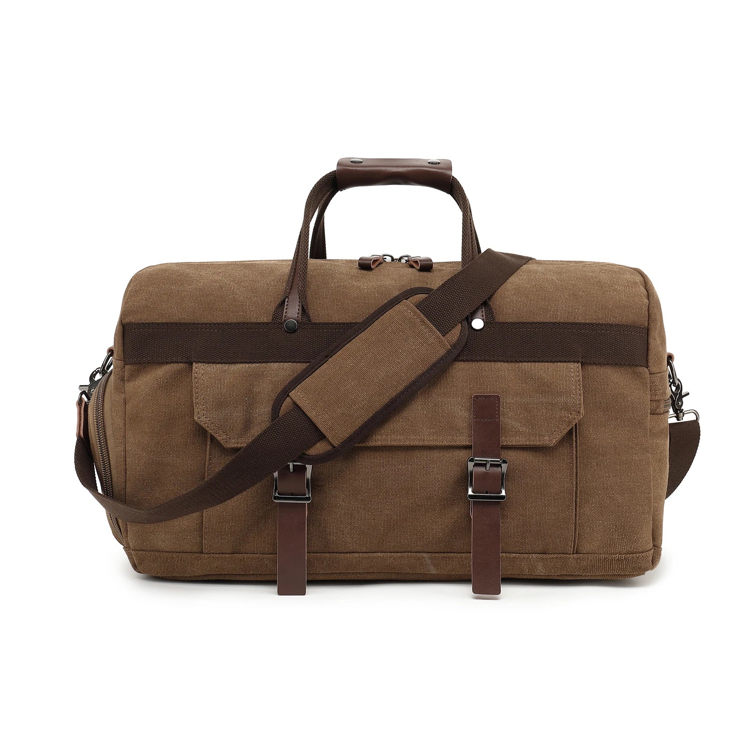 Sac polochon homme marron en nylon Oxford avec compartiment à chaussures