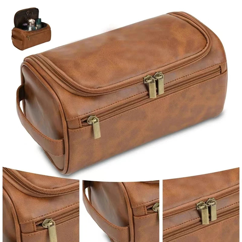 Trousse De Toilette De Voyage Femme Cuir PU Marron