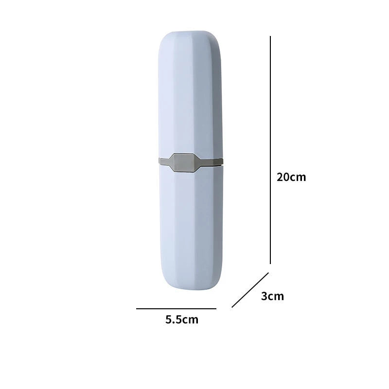 Étui pour brosse à dents gris clair avec dragonne et trous d’aération