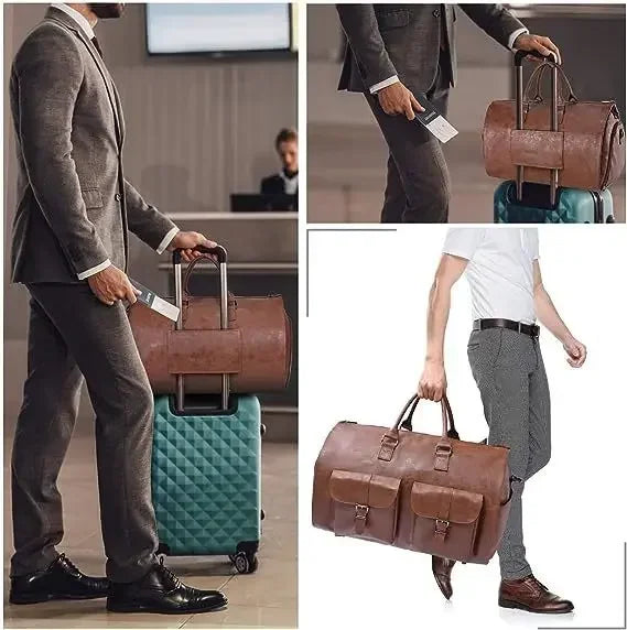 Sac polochon convertible noir pour homme en polyuréthane, voyage d'affaires