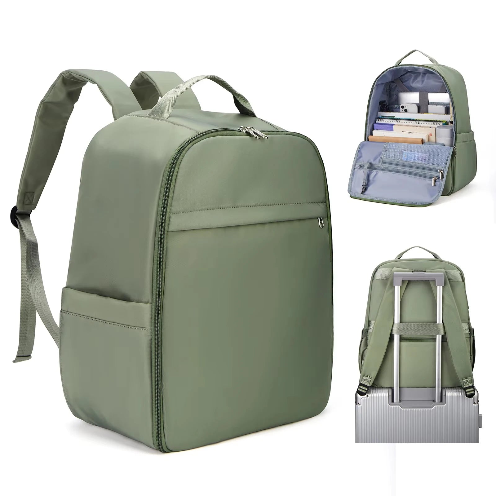 Sac À Dos Voyage Vert En Nylon Cabine