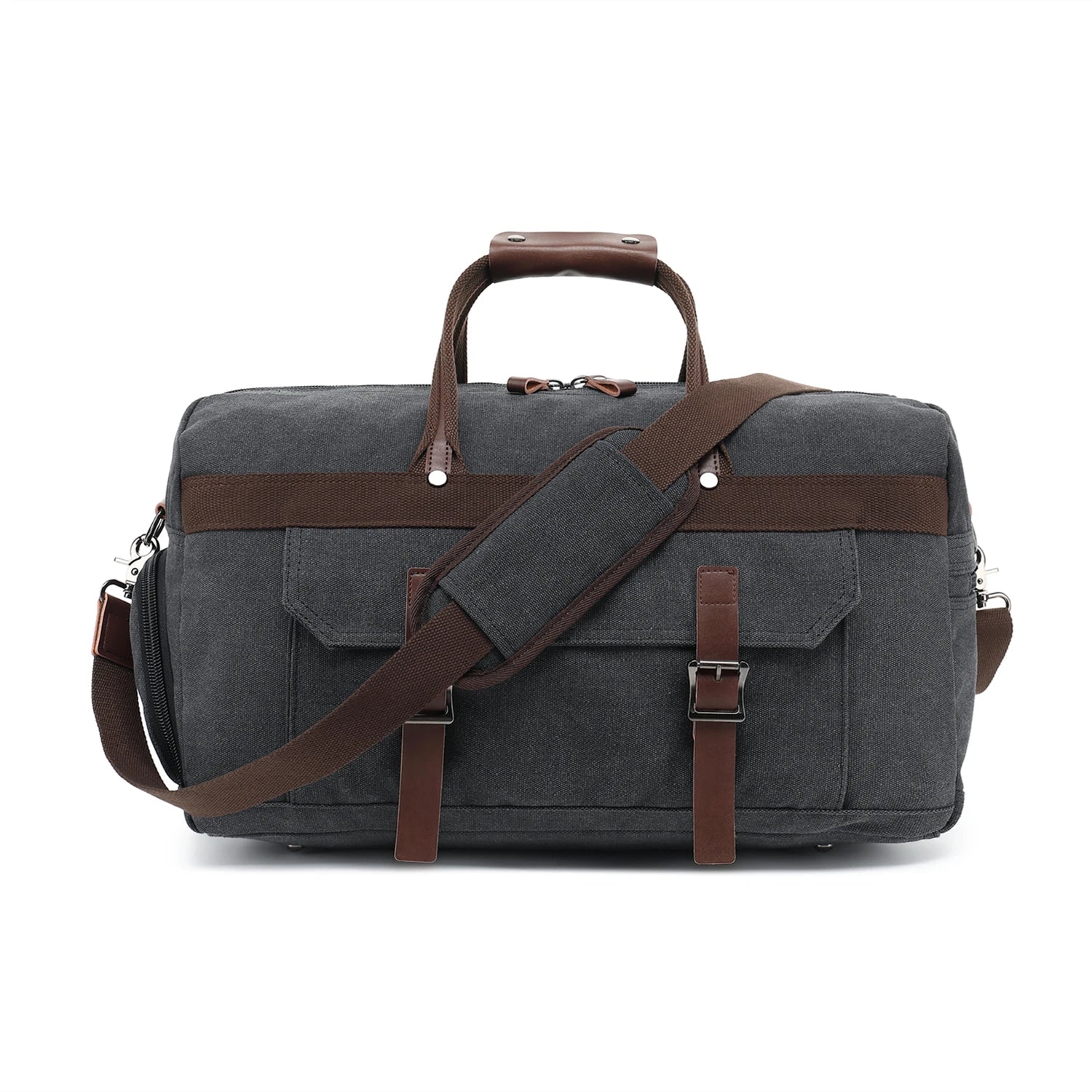 Sac polochon homme marron en nylon Oxford avec compartiment à chaussures