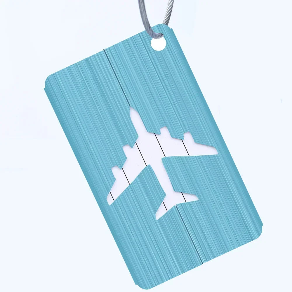 Étiquette à bagage en alliage d’aluminium avec découpe avion