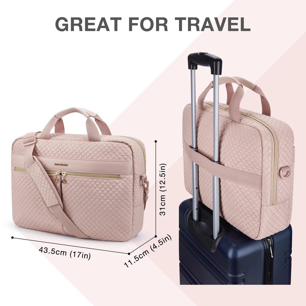 Sacoche ordinateur portable 17 pouces rose pâle matelassée avec bandoulière