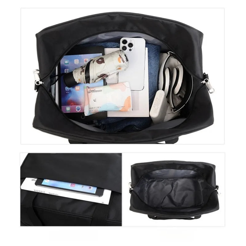 Sac cabine noir en polyester avec poche frontale et bandoulière amovible