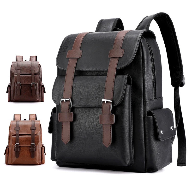 Sac-À-Dos Polyuréthane Noir Et Marron