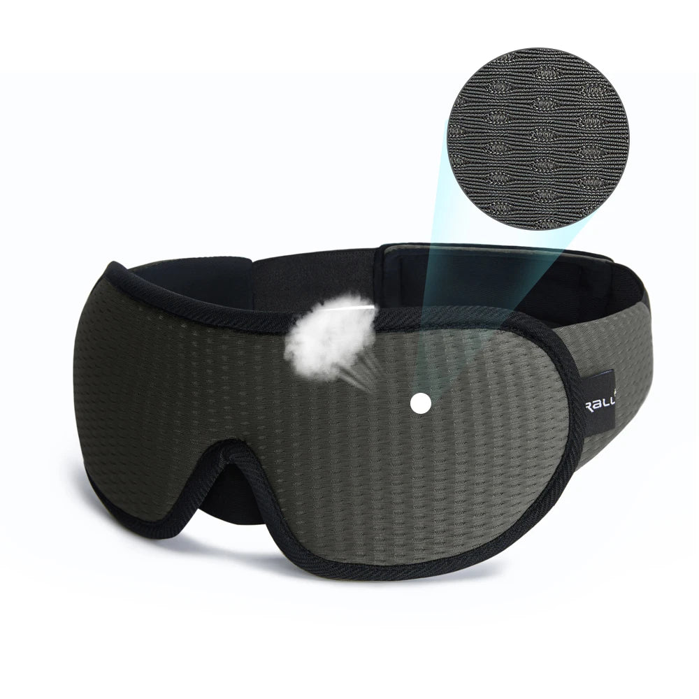 Masque de sommeil 3D occultant noir à bande réglable