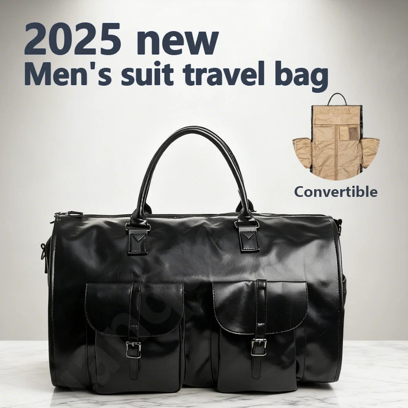 Sac polochon convertible noir pour homme en polyuréthane, voyage d'affaires