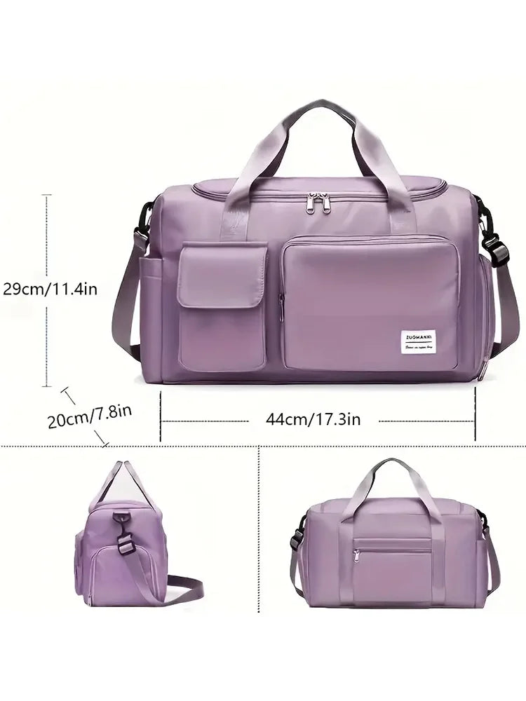 Sac polochon de voyage femme lilas 35 L avec compartiment à chaussures
