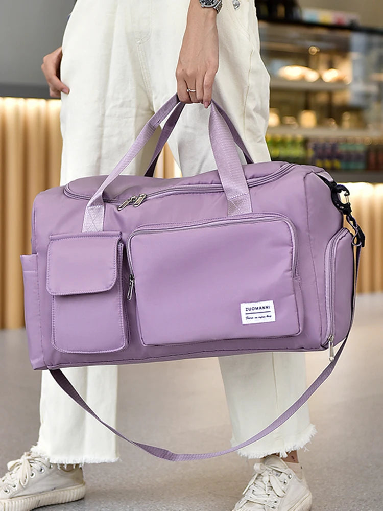 Sac polochon de voyage femme lilas 35 L avec compartiment à chaussures