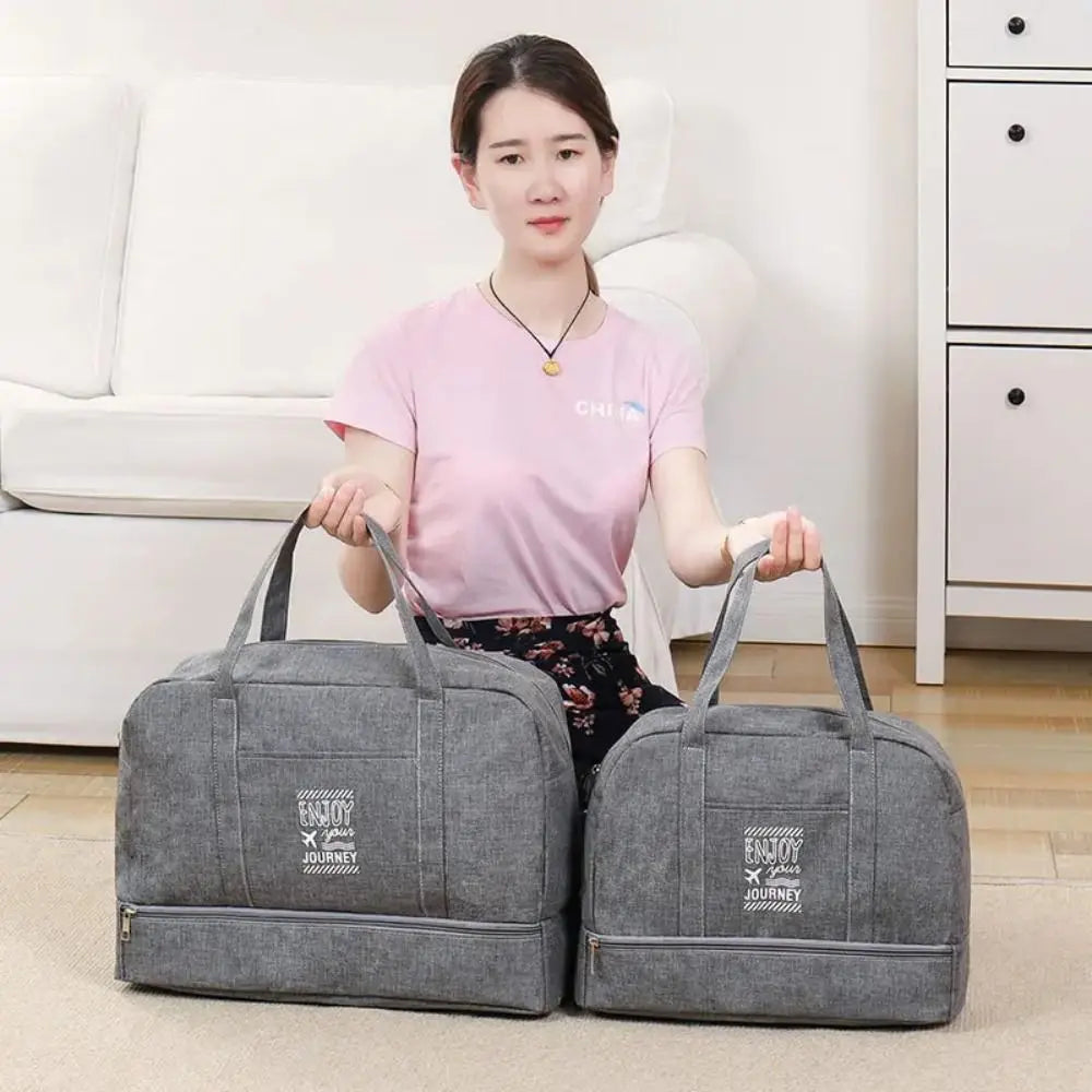 Sac de voyage femme gris en Oxford à compartiment humide et sec