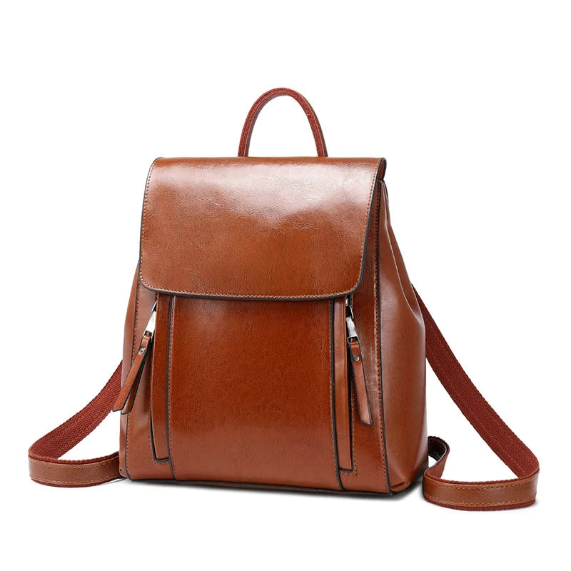 Sac À Dos Cuir Femme Véritable Marron
