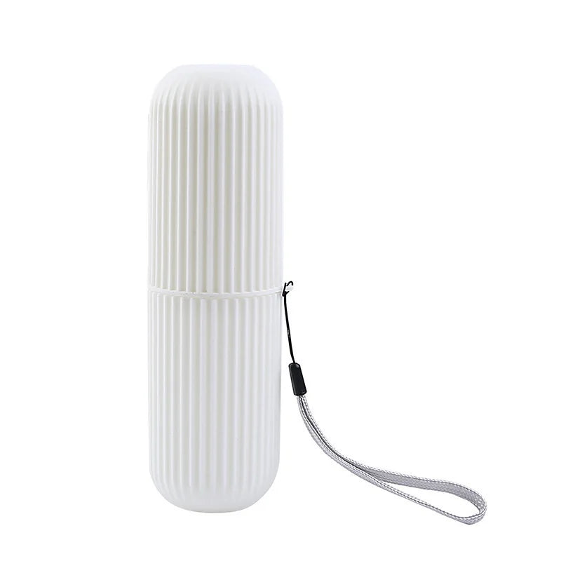 Étui pour brosse à dents gris clair avec dragonne et trous d’aération