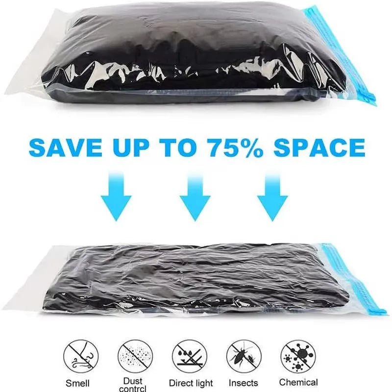 Lot de 5 sacs de compression sous vide sans pompe pour voyage
