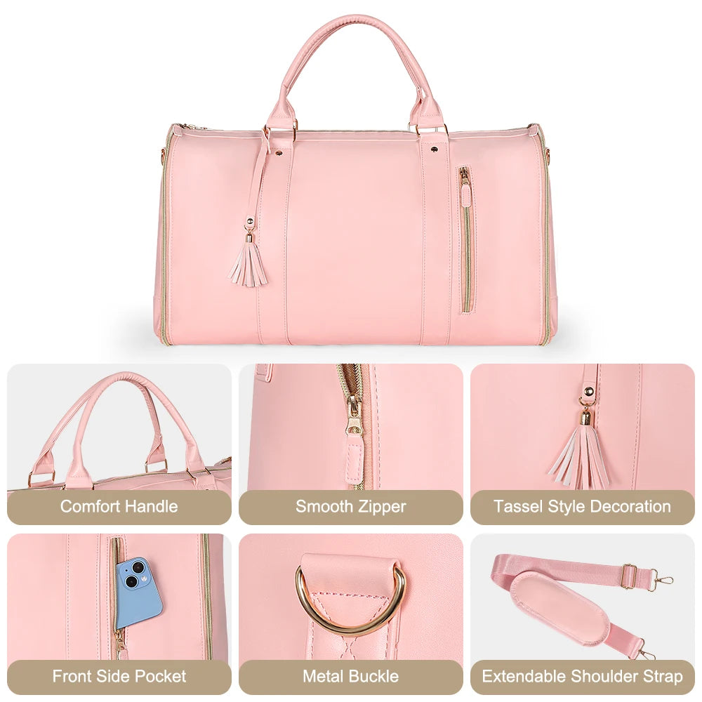 Sac polochon porte-vêtements pliable imperméable en PU pour voyage