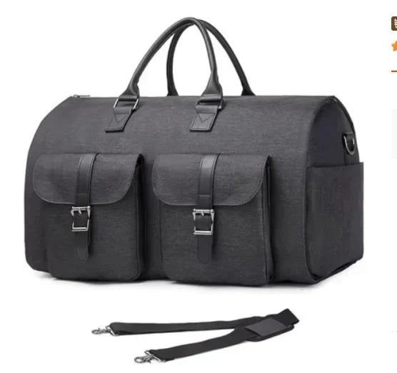 Sac polochon convertible noir pour homme en polyuréthane, voyage d'affaires