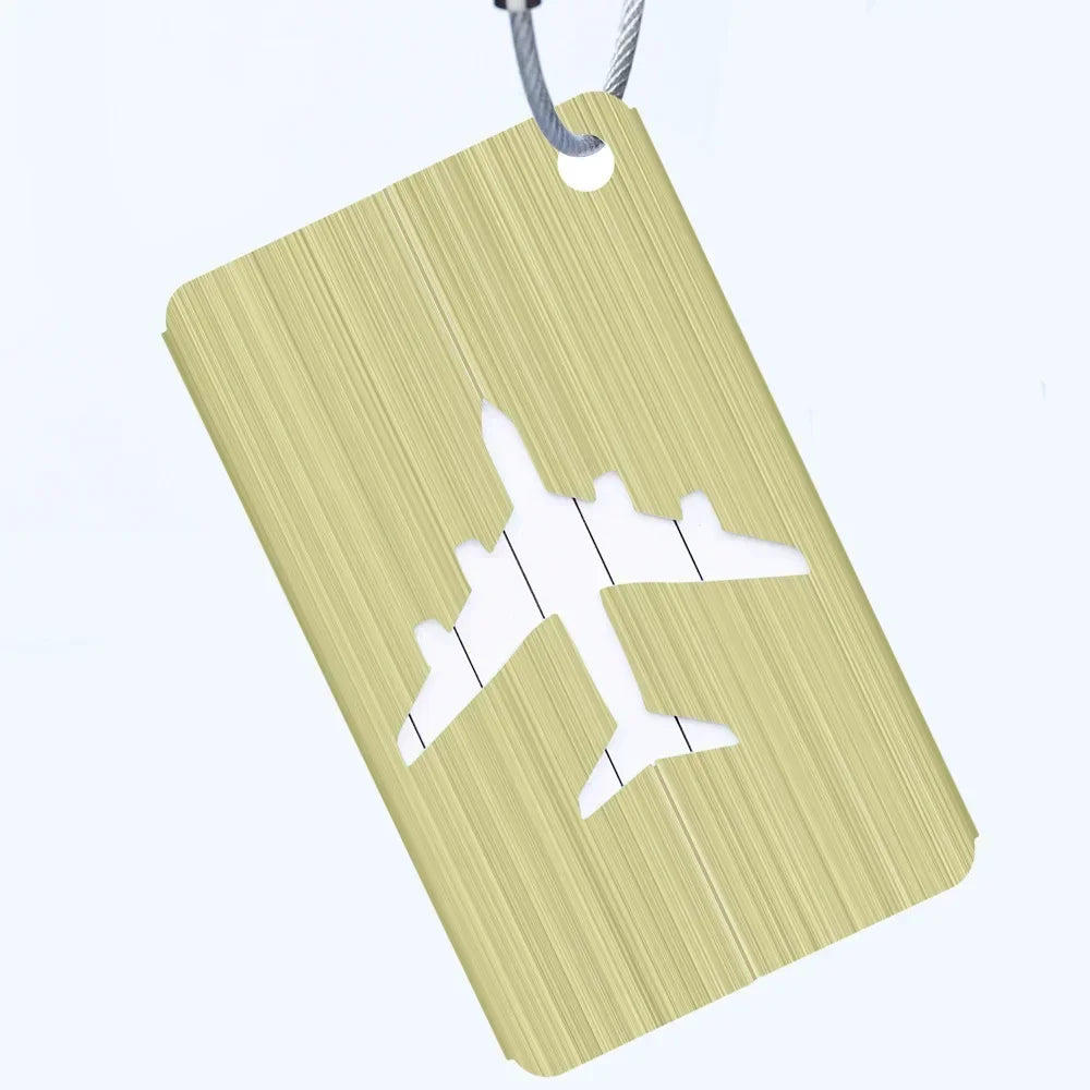 Étiquette à bagage en alliage d’aluminium avec découpe avion