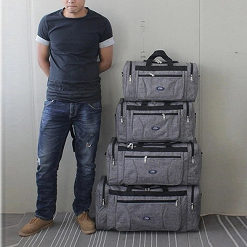 Sac polochon homme imperméable en tissu Oxford gris grande capacité